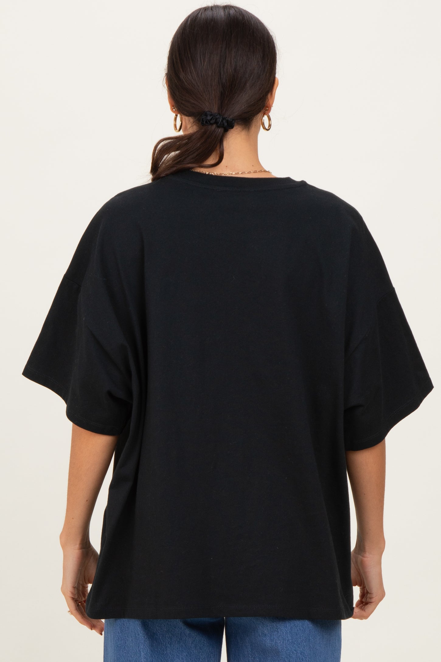 Black Crew Neck Short Sleeve Oversized T-Shirt