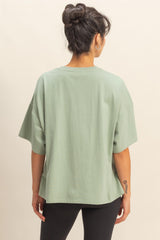 Light Sage Crew Neck Short Sleeve Oversized T-Shirt