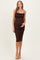 Brown Glitter Ruched Maternity Midi Dress