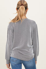 White Textured Rib Crew Neck Maternity Long Sleeve