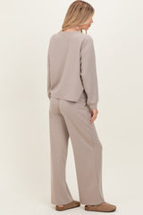 Beige Crewneck Pullover Pant Set