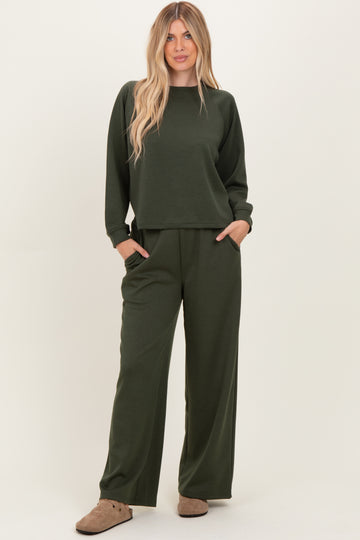 Olive Crewneck Pullover Pant Set