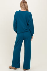 Deep Teal Crewneck Pullover Pant Set