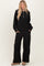 Black Ribbed Half Zip Pullover Wide Leg Pant Set