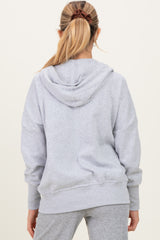 Heather Grey Fleece Snap Button Maternity Hoodie
