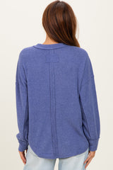 Periwinkle Brushed Ribbed Knit Pullover