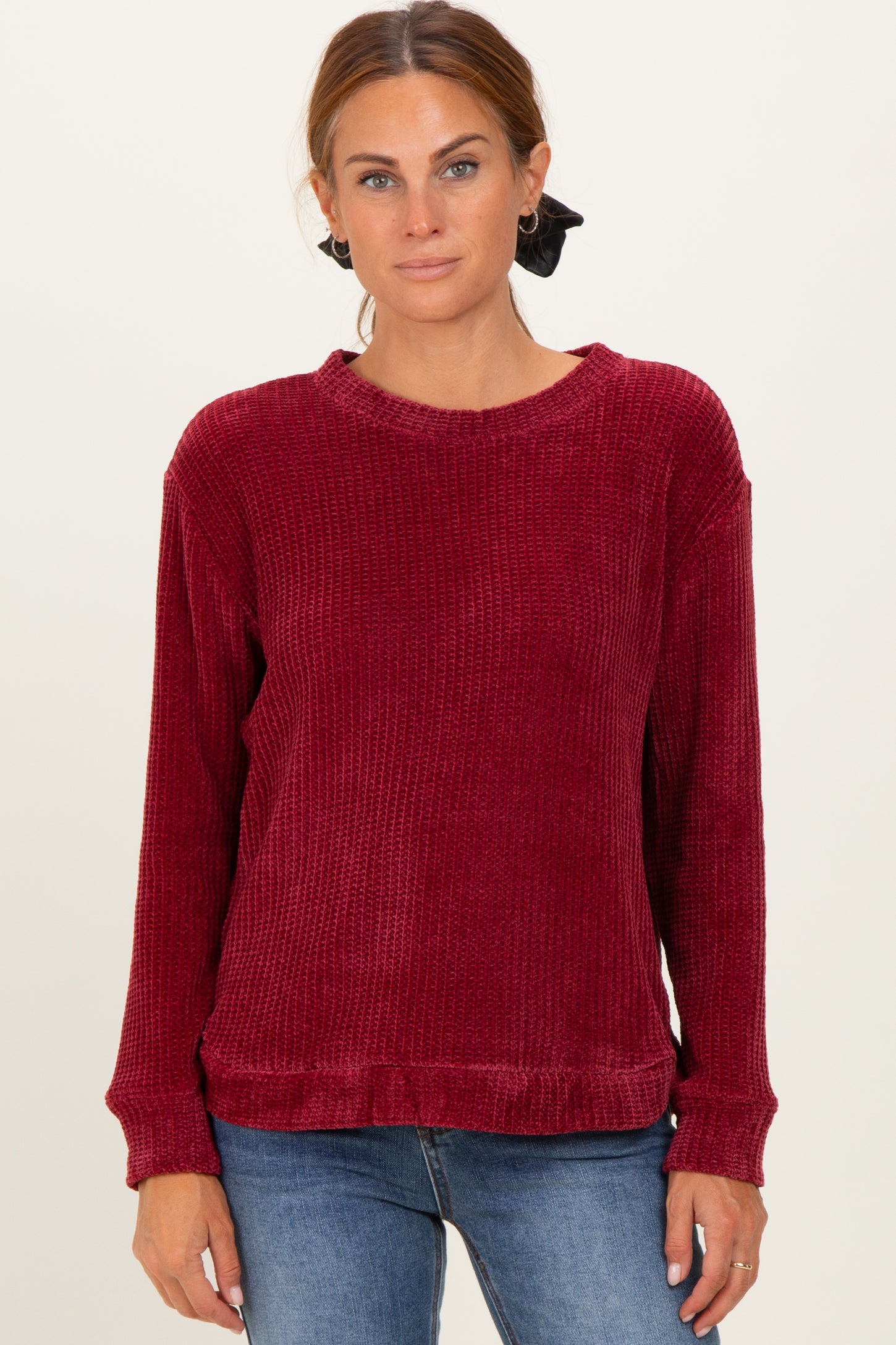 Burgundy Chenille Knit Sweater