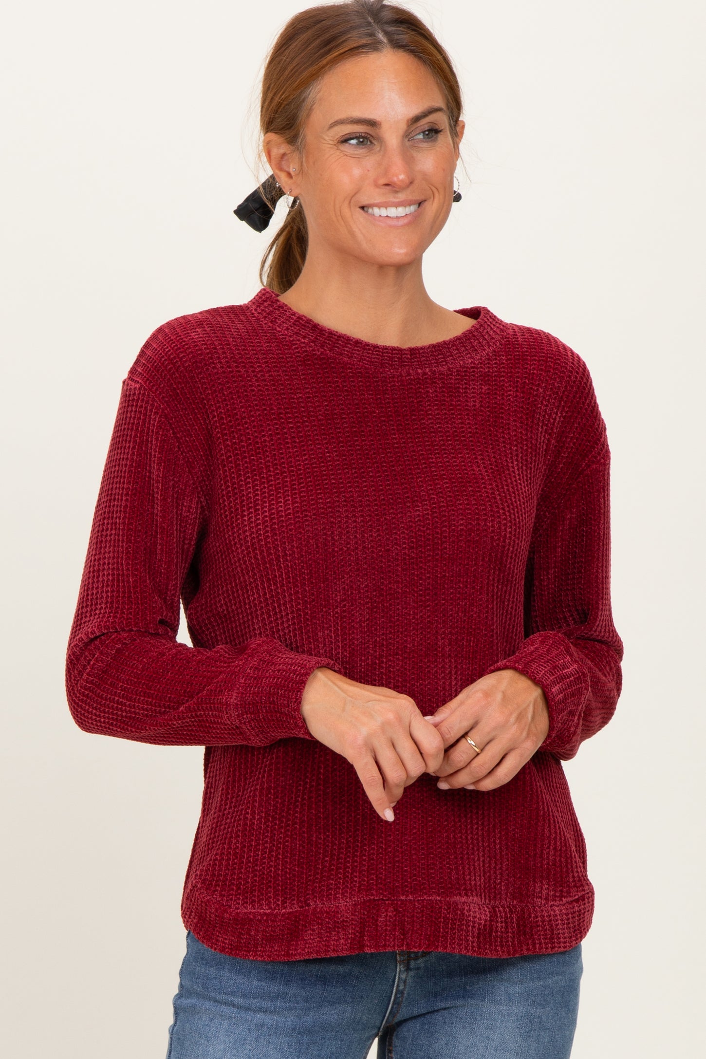 Burgundy Chenille Knit Sweater