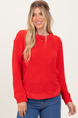 Red Chenille Knit Maternity Sweater