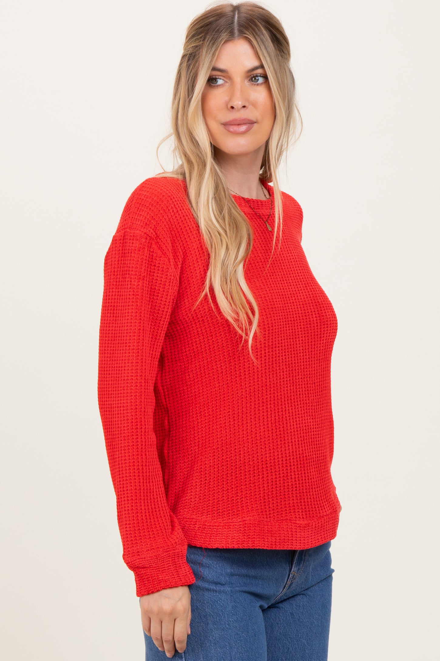 Red Chenille Knit Sweater