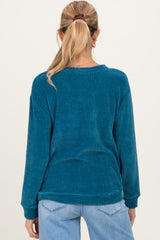 Teal Chenille Knit Maternity Sweater
