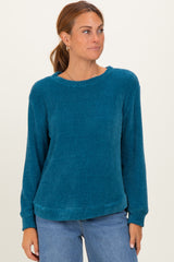 Teal Chenille Knit Maternity Sweater