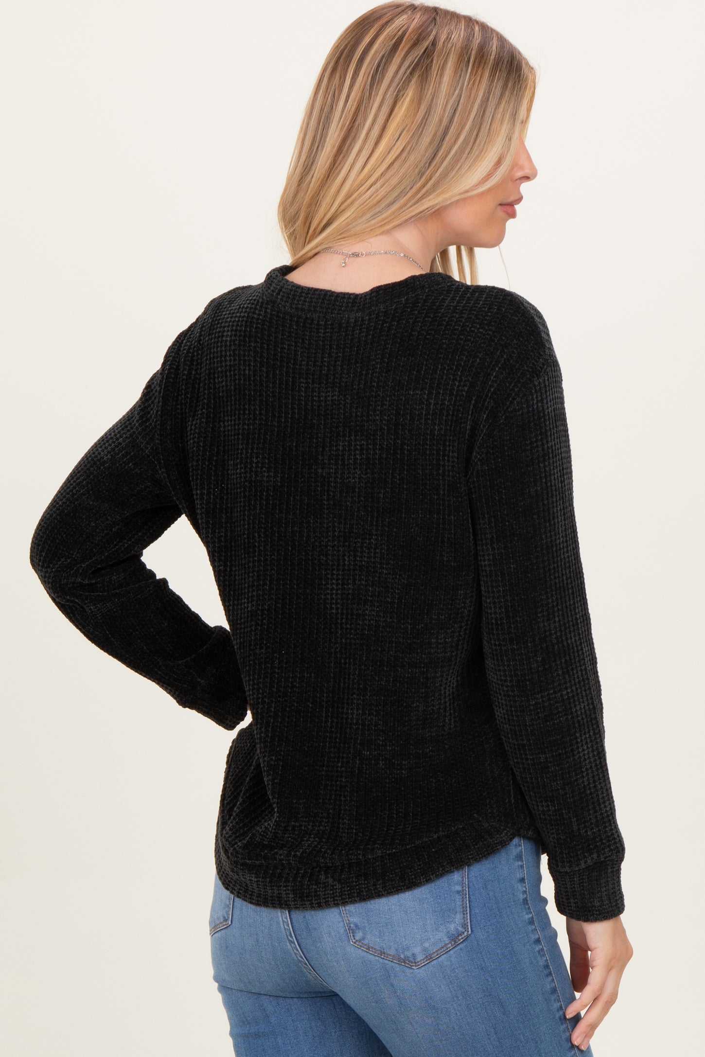 Black Chenille Knit Sweater