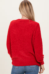 Red Chenille Knit Sweater