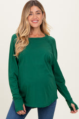Forest Green Exposed Seam Long Sleeve Maternity Top