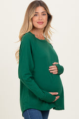 Forest Green Exposed Seam Long Sleeve Maternity Top