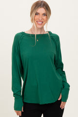 Forest Green Exposed Seam Long Sleeve Top