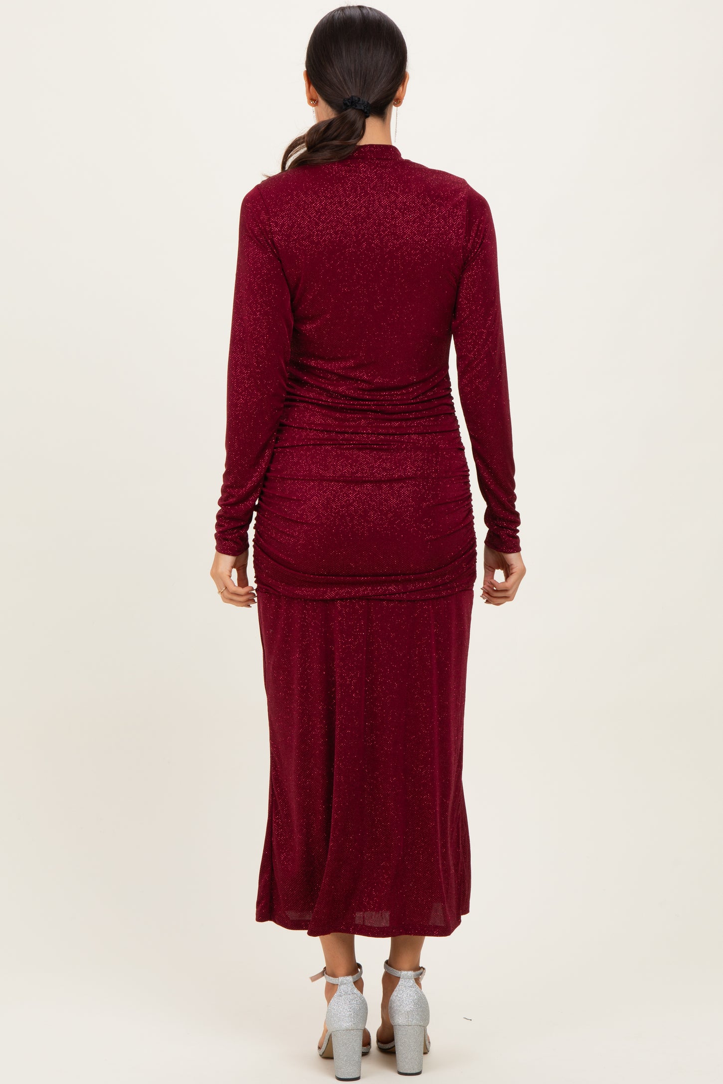 Burgundy Sequin Long Sleeve Mock Neck Maxi Dress PinkBlush Burgundy Sequin Long Sleeve Mock Neck Maxi Dress PinkBlush