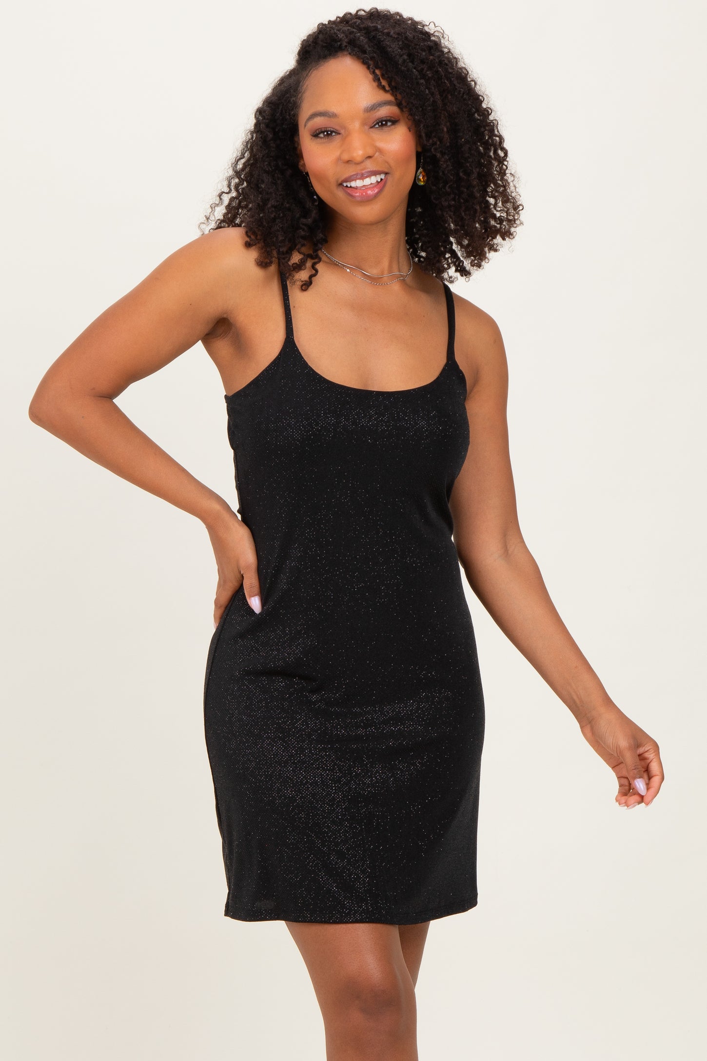 Black Sequin Sleeveless Mini Dress