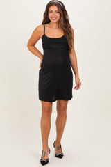 Black Sequin Sleeveless Maternity Mini Dress