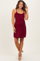 Burgundy Sequin Sleeveless Maternity Mini Dress