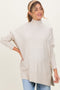 Cream Mock Neck Oversized Sir Slit Maternity Sweater Top