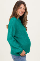 Forest Green Bubble Sleeve Maternity Sweater