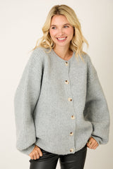 Heather Grey Knit Oversized Maternity Button Cardigan