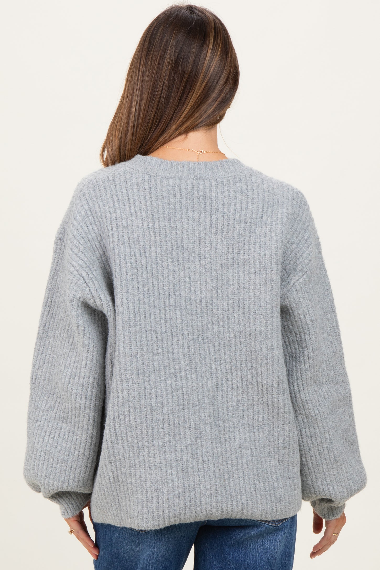 Heather Grey Knit Oversized Maternity Button Cardigan