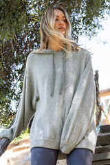 Heather Grey Brushed Knit Oversized Maternity Hoodie