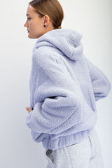 Lavender Faux Sherpa Quarter Zip Hoodie