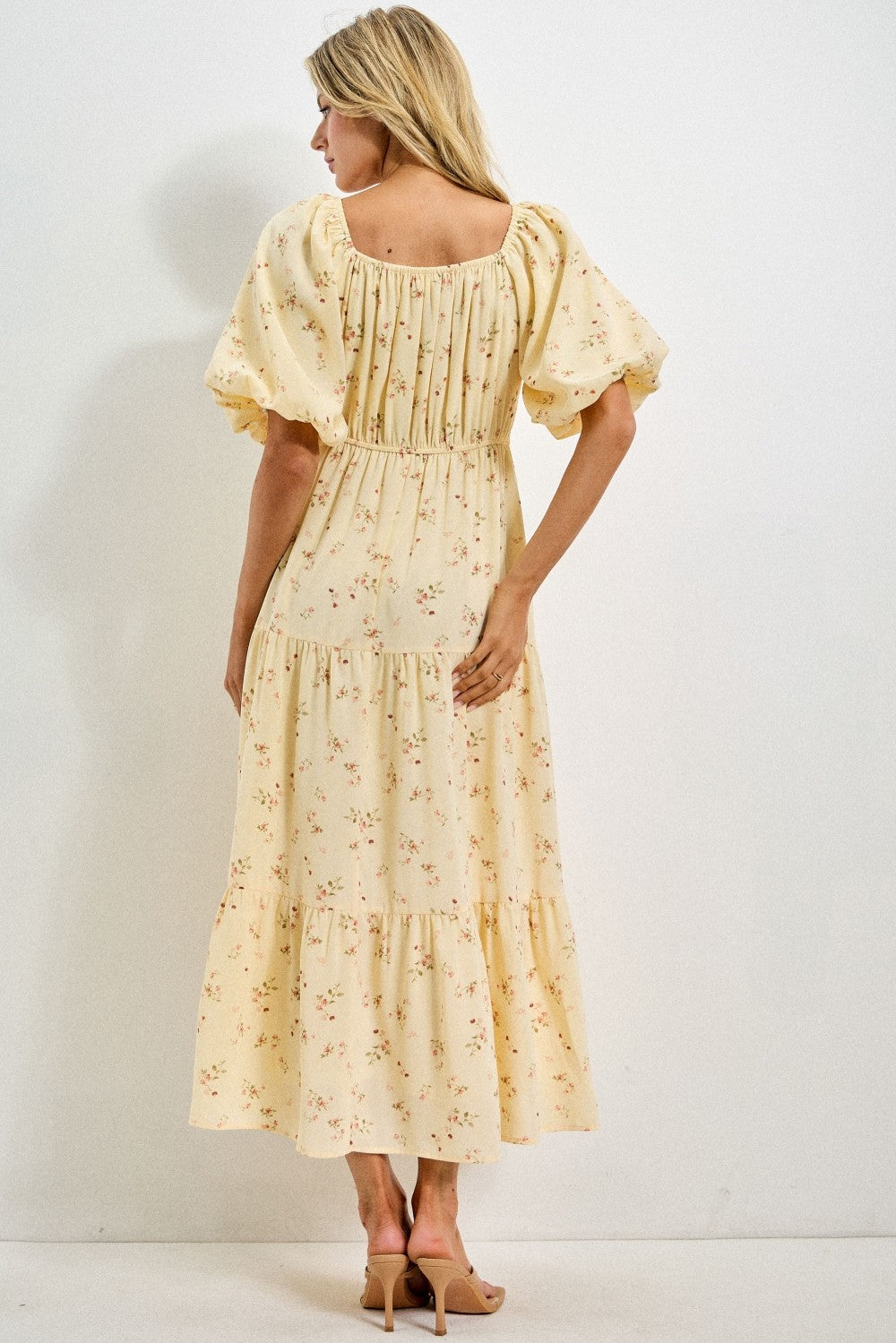 butter yellow midi dress with sleeves Butter Yellow Tula Midi Dress