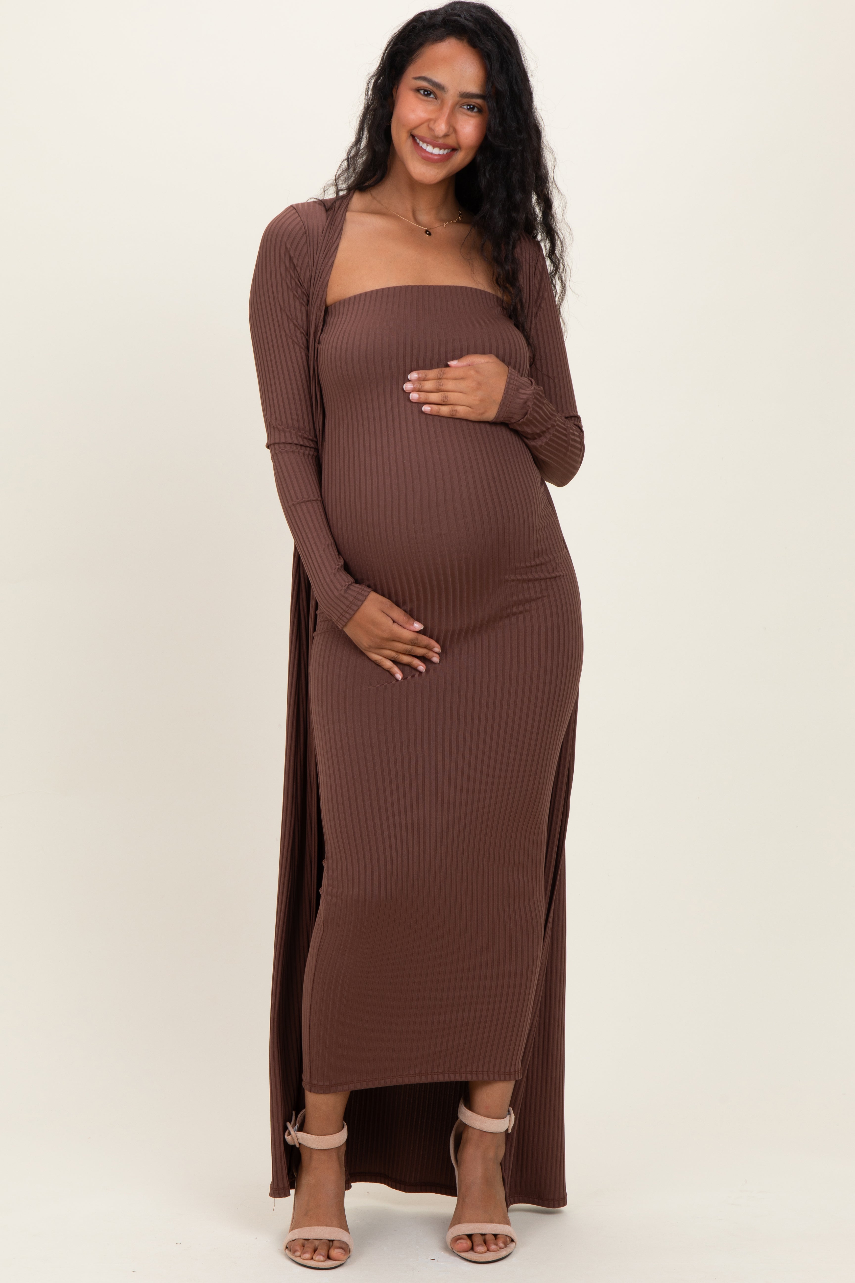 ribbed maternity dress Tiffany Rose Isla Ribbed Jersey Dress (Ivory)