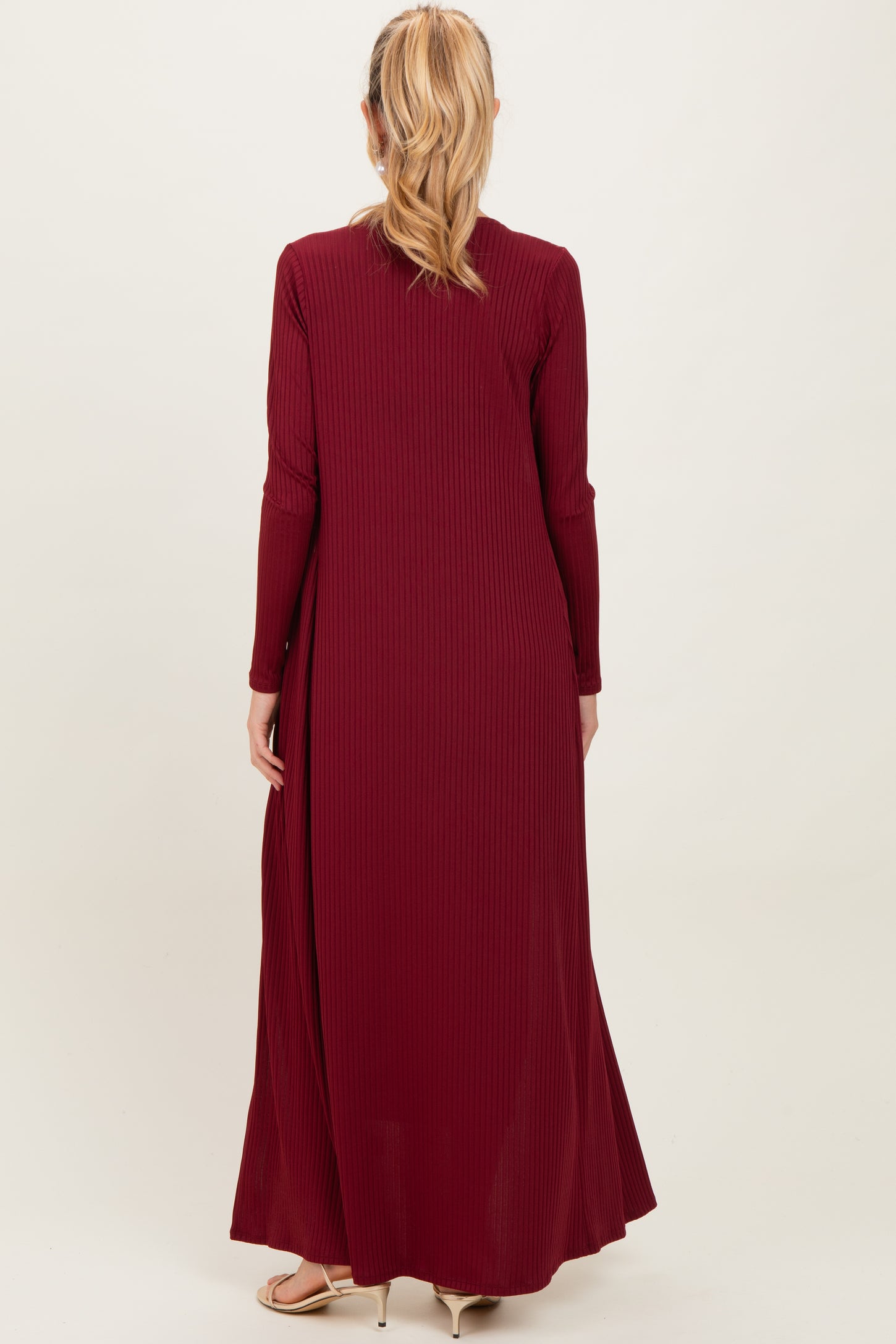 Burgundy Ribbed Sleeveless Dress Cardigan Maternity Set PinkBlush Burgundy Ribbed Sleeveless Dress Cardigan Maternity Set PinkBlush