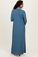 Navy Ribbed Sleeveless Dress Cardigan Maternity Set