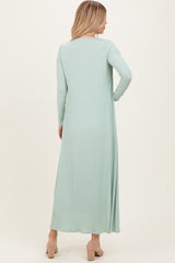 Sage Ribbed Sleeveless Dress Cardigan Set