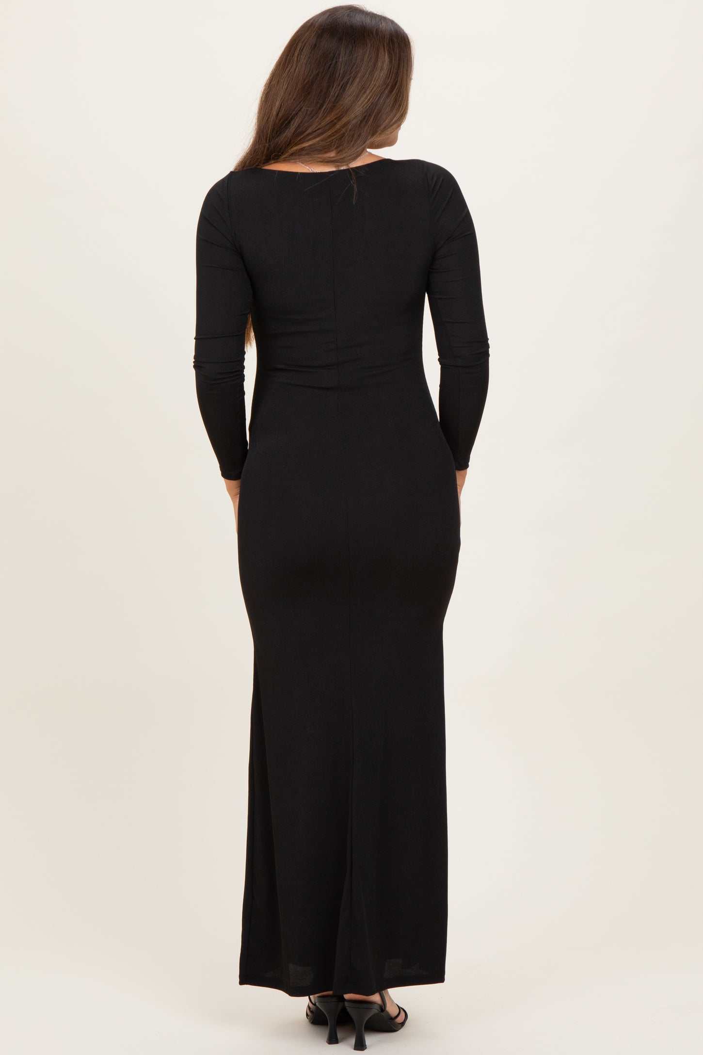 Black Square Neck Long Sleeve Maternity Maxi Dress PinkBlush Black Square Neck Long Sleeve Maternity Maxi Dress PinkBlush