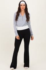 Black Contrast Waistband Flared Lounge Pants