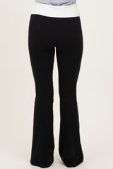 Black Contrast Waistband Flared Lounge Pants