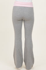 Heather Grey Contrast Waistband Flared Lounge Pants