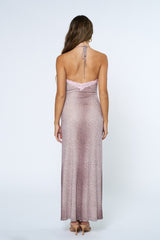 Light Pink Animal Print Lace Trim Sleeveless Maxi
