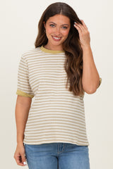 Yellow Striped Short Sleeve Maternity T-Shirt