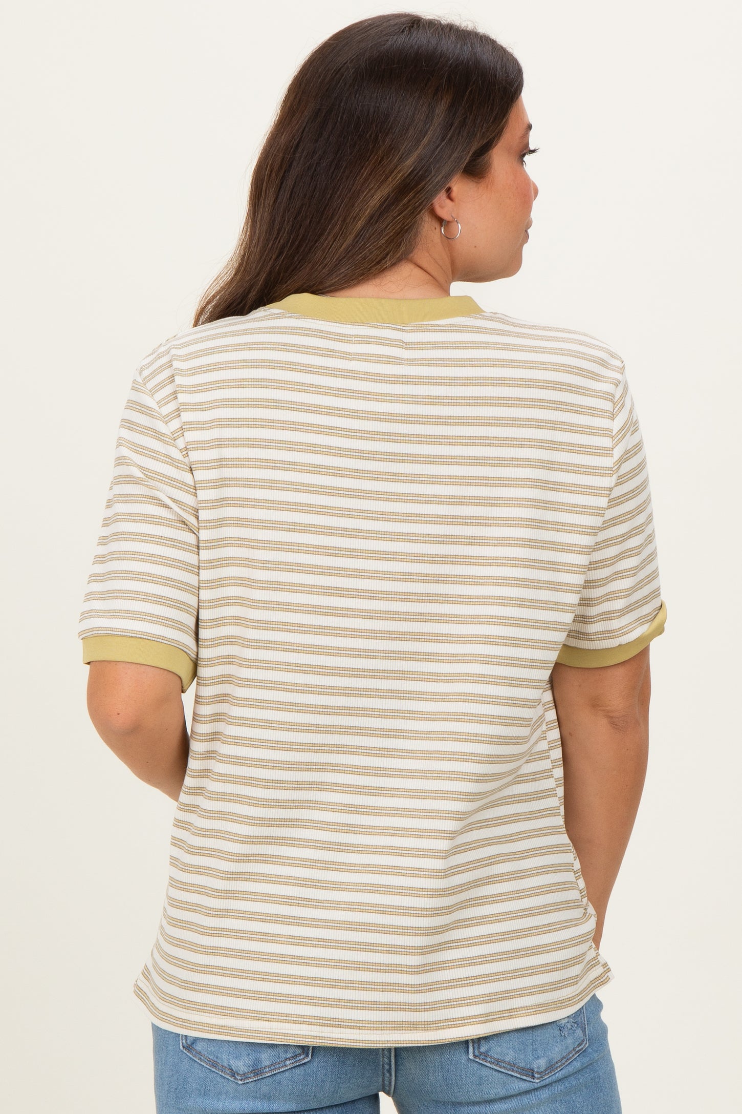 Yellow Striped Short Sleeve Maternity T-Shirt