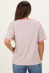 Light Pink Striped Short Sleeve Maternity T-Shirt