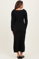 Black Bow Shoulder Knit Maternity Dress