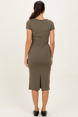 Olive Square Neck Basic Midi Dress