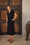 Black Collared Oversized Midi Dress