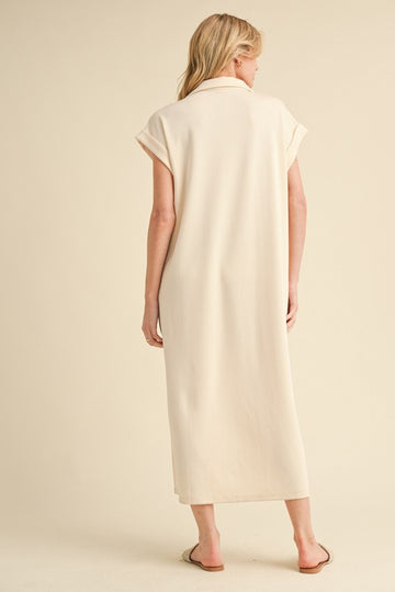 Oatmeal Collared Oversized Midi Dress