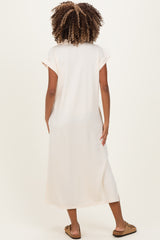 Oatmeal Collared Oversized Maternity Midi Dress