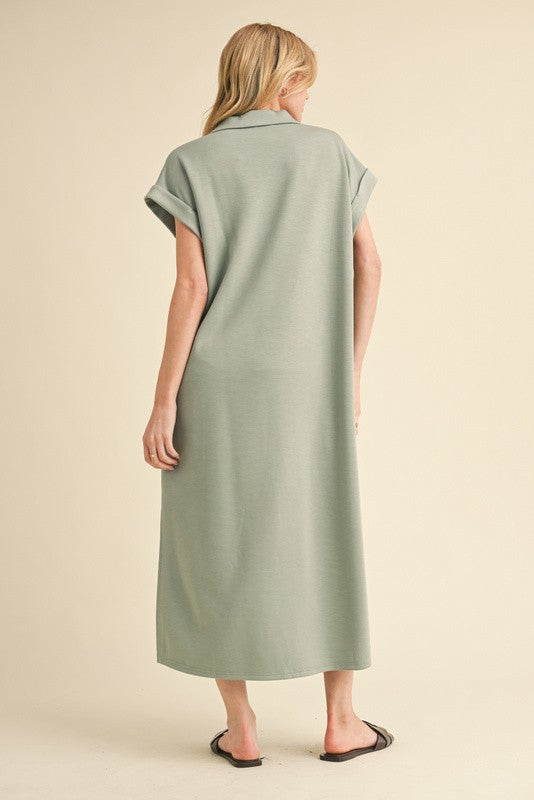oversized midi dress Sage Collared Oversized Midi Dress